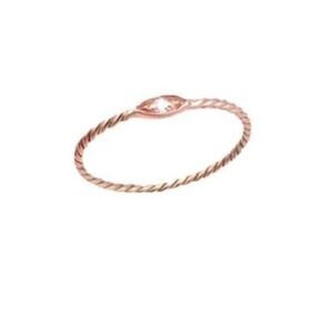 Solid Rose Gold 18k and Diamond Ring, Size 8 VERY SMALL AND DAINTY!